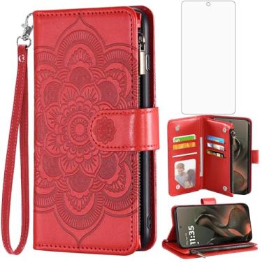 Imagem de Asuwish Capa de celular para Motorola Moto Edge 5G 2025/Edge 60 Fusion 5G Capa carteira com protetor de tela de vidro temperado e porta-cartão de crédito flip flor com suporte celular Moto Edge2025