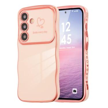 Imagem de DEFBSC Capa para Samsung Galaxy S25 FE, moldura encaracolada em forma de onda fofa capa de coração de amor para meninas e mulheres, proteção total para lentes de câmera macia durável TPU à prova de