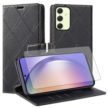 Imagem de Asuwish Capa de telefone para Samsung Galaxy A54 5G capa carteira com protetor de tela de vidro temperado PU couro sintético flip porta-cartão de crédito slot suporte celular A545G A 54 54A 4G G5 SM