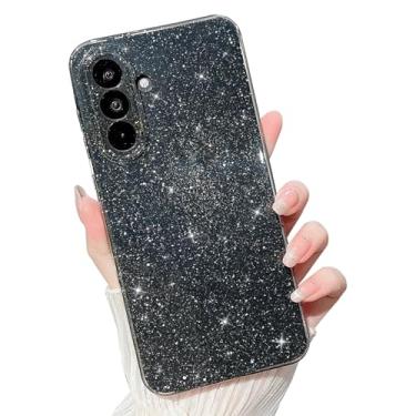Imagem de MINSCOSE Capa compatível com Samsung Galaxy A36 5G, linda cor neon brilhante, brilhante, fina, à prova de choque, capa brilhante de silicone para mulheres e meninas A36 de 6,7 polegadas - preta