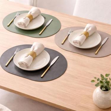 Imagem de 4 Jogos Americanos Oval material sintético Mesa Posta Decorativo Fácil