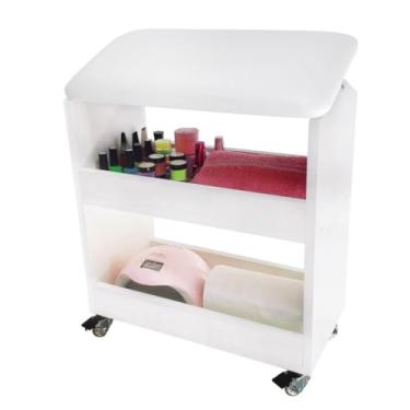 Imagem de Apoio Carrinho Auxiliar de Pé Perna Para Manicure Pedicure 45 * 50 * 22cm(Branco)
