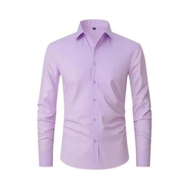 Imagem de Camisa Social Masculina XXL Slim Fit Manga Longa Cor Sólida Primavera 