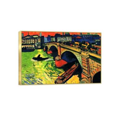 Imagem de Impressão em tela de paisagem pronta para pendurar - Pintura de arte de parede famosa - Ponte de Londres - Decoração de casa moderna imagem de moldura dourada 20 x 30 cm 8 x 12 pol