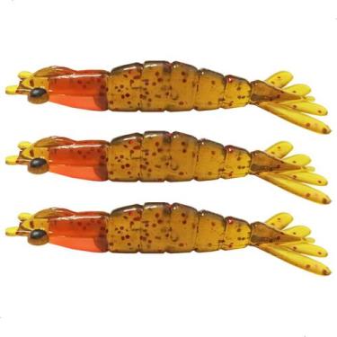 Imagem de Kit 3 Iscas Camarão Artificial 9cm - Pesca Robalo Tucunaré Corvina  - 