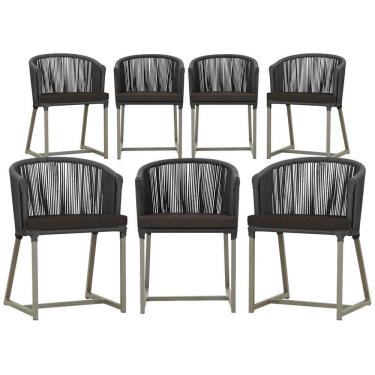 Imagem de 7 Cadeiras De Jantar área Noronha Fendi E9 Trama  Preto