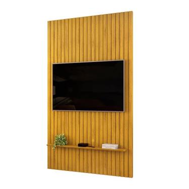 Imagem de Painel Ripado Para Tv Até 60 Polegadas Com Prateleira Trento 143 Cedro - Dj Móveis