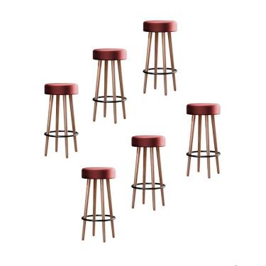 Imagem de Kit 6 Banquetas Altas Estofadas Atenas 70cm Telha - Adz