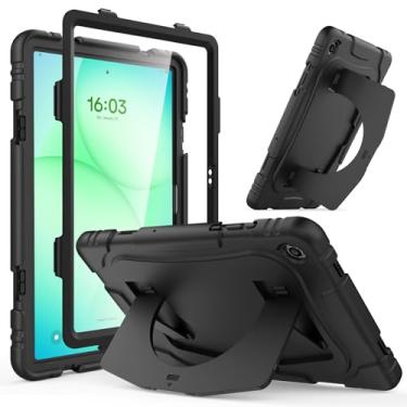Imagem de Capa para Samsung Galaxy Tab A11+/A11 Plus, Tab A9+/A9 Plus, com protetor de tela e suporte maior, capa protetora resistente à prova de choque de 3 camadas para SM-X210/X216/X218/X230/X235/X236, preta