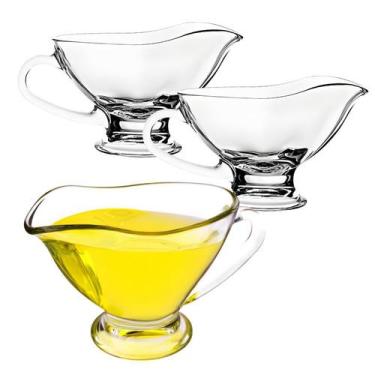 Imagem de Kit 2 Molheira De Vidro Com Alça 200ml Cremeira Bule Molhos - CLICK HO