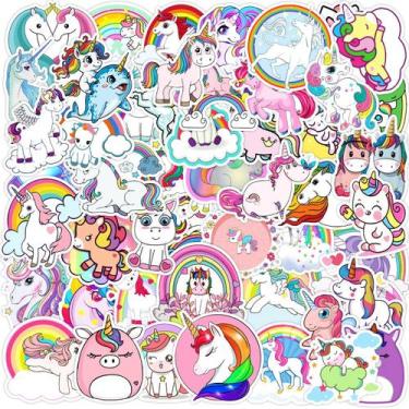 Imagem de Pacote de adesivos, lindo unicórnio, 50 unidades, desenho colorido de 