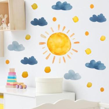 Imagem de Adesivos de parede Cartoon Sun and Cloud Kids Room PVC 30x60cm - yiwei
