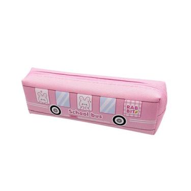 Imagem de Estojo de lápis Cute Cartoon Bus Canvas Rosa para Estudantes - yiweisa