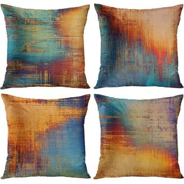 Imagem de Conjunto de fronhas de linho abstrato colorido 45x45cm (conjunto de 4)