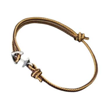 Imagem de Pulseira Masculina Ajustável Estilo Étnico Âncora Aço Inoxidável Artes