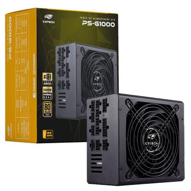 Imagem de Fonte Gamer C3Tech PS-G1000, 1000W Real, Full Modular, 80PLUS Gold, PCIe 5.0, Silenciosa, PFC Ativo