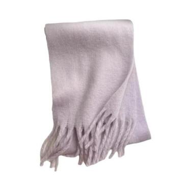 Imagem de Cachecol De Luxo Feminino Em Cashmere, Xale Grosso E Quente Com Franja