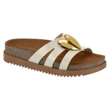 Imagem de Tamanco Feminino Moleca Plataforma Detalhe Coração 5500119 Cor:Branco 