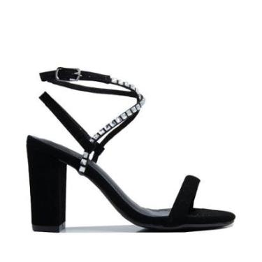 Imagem de Sandalia Via Marte Salto Bloco com Tiras de Strass-Feminino