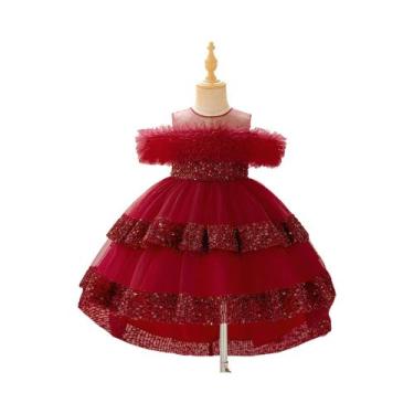 Imagem de Vestido De Festa Para Meninas Com Lantejoulas E Tule, Elegante Vestido
