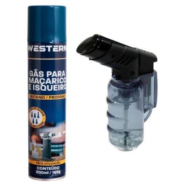 Imagem de Kit Mini Maçarico Portátil a Gás Recarregável BJ8633 BJPOP e Refil Gás