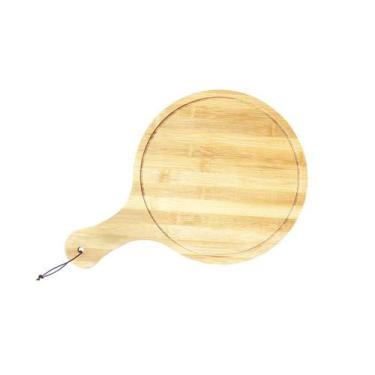 Imagem de Tabua redonda para servir pizza e petiscos de madeira 43.5x29.5cm - QU