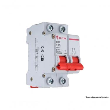 Imagem de Disjuntor Elitek Din Bipolar Curva C 63KA para Proteção Contra Sobrecargas e curto-circuitos com Ajuste de Corrente