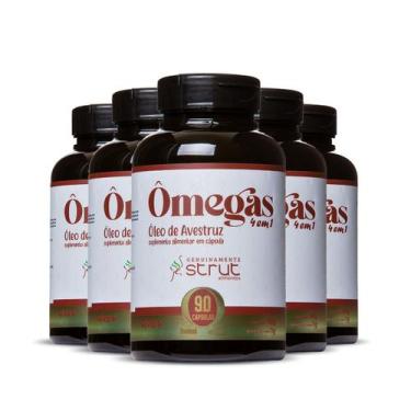 Imagem de 5x oleo de avestruz 90caps 1.000mg  strut omega 3 6 7 9 - Genuinamente