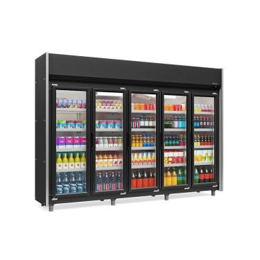 Imagem de Expositor 5 Portas Preto Geas5p 4 Prateleiras 220V Gelopar