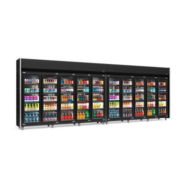 Imagem de Expositor 10 Portas All Black Geas10plb 4 Prateleiras 220V Gelopar