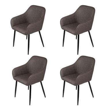 Imagem de Kit 4 Poltronas Volga Or Design PU Café Base Metal