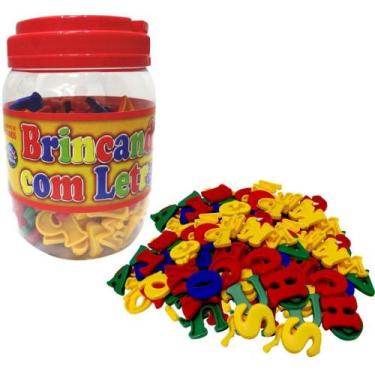 Imagem de Brinquedo Pedagogico Brincando C/ as Letras 173PCS Pote - Pais e Filho