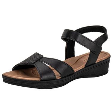 Imagem de Sandália feminina anabela usaflex ud04011, Preto, 36