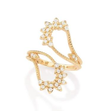 Imagem de Anel Rommanel Ajustável Paisley Fol a Ouro Zircônias 513375, 14, Doura