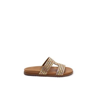 Imagem de Papete Masmu Feminina Demeter Tiras Com Strass Multicolorido Camel, 37