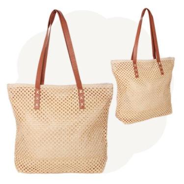 Imagem de Bolsa Praia Feminina Grande Piscina Alça de Couro Versátil - Plike
