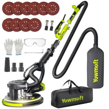 Imagem de Lixadeira para Drywall YOWMOFT 880W com Aspirador, 5 Velocidades e Luz