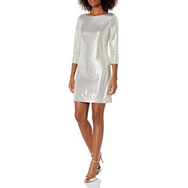Imagem de Jessica Howard Vestido feminino de manga comprida metálico, Cinza, 46