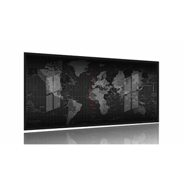 Imagem de Quadro Decorativo Mapa Mundi Geografico 130x60 Moldura Preta 2x2