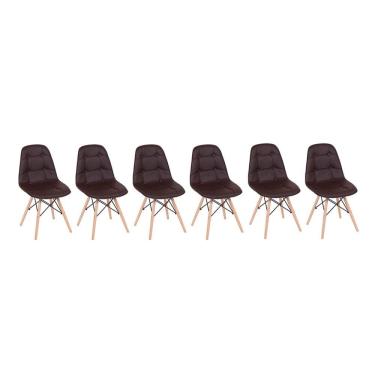 Imagem de Conjunto com 6 Cadeiras Eames Eiffel Botonê - Marrom