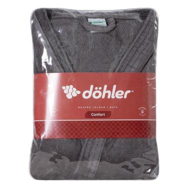 Imagem de Roupão Masculino Quimono Dohler Manga 3/4 Grafite Tamanho M