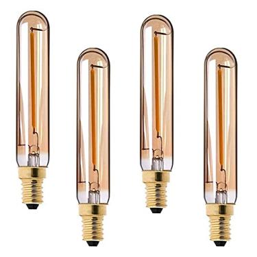 Imagem de Lxcom Lighting Lâmpada LED E12 regulável candelabro lâmpadas macias quentes 2200K T20 formato tubular vidro âmbar 10W incandescente substituição lâmpada Edison para lustre pendente iluminação, pacote com 4