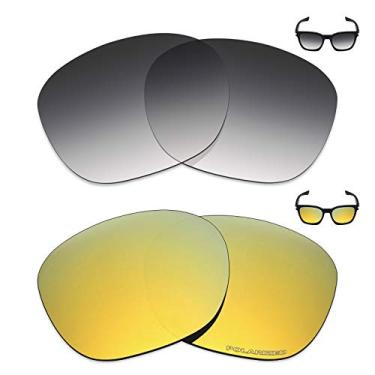 Imagem de Mryok+ 2 pares de lentes polarizadas de substituição para óculos de sol Oakley Garage Rock – Cinza dégradé Tint/Ouro 24K