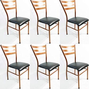 Imagem de Kit 6 Cadeiras de COZINHA com reforço Cobre assento preto - Poltronas do Sul