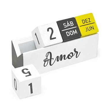 Imagem de Calendário Permanente de Madeira Dia Mês e Semana Amor COR:AMARELO