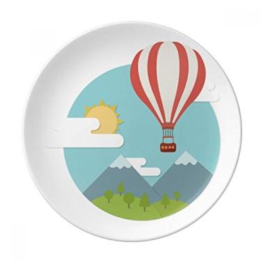 Imagem de Balão de ar quente, placa decorativa com estampa de nuvens de porcelana, louça, louça de jantar