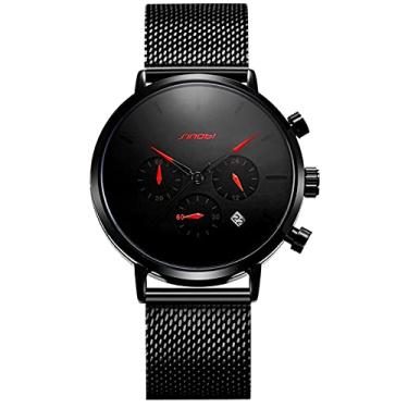 Imagem de Relógio de Pulso Masculino Sinobi Quartzo Relógio de Pulso Homens Esportivo Fino Malha Aço (C1)