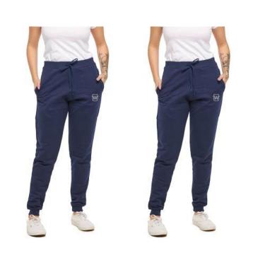 Imagem de Kit 02 Calças Feminina de Moletom Jogger Slim Sport Wooks-Feminino