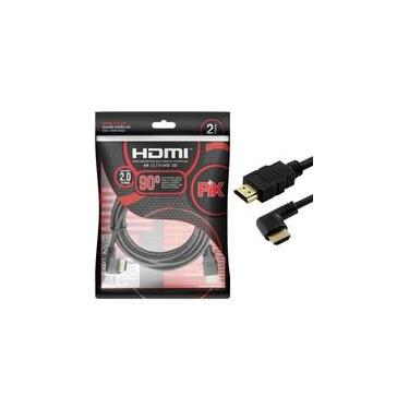 Imagem de Cabo HDMI 2.0 4K PIX, 2 Metros, 19 Pinos, Plug 90 Graus - 018-3322