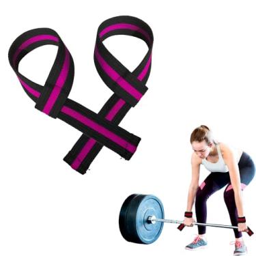 Imagem de Par Luva De Munhequeira Gancho Straps Profissional Grip Crossfit Musculação Alta Resistência Com Pegada Levantamento de Peso Rosa